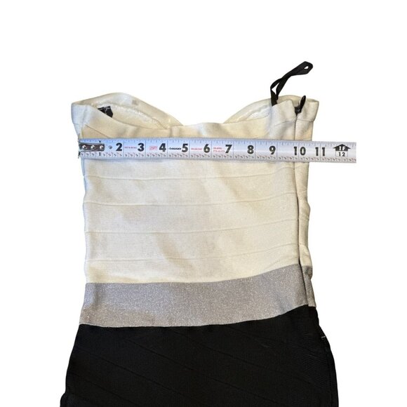 Bebe Colorblock Strapless Bandage Dress Medium Black White - Picture 6 of 6